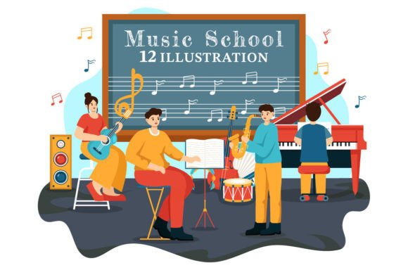 12 Music School Illustration Assets