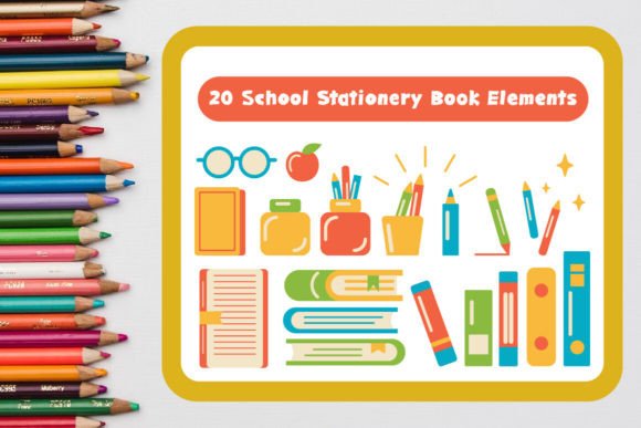 20 School Stationery Book Elements for Design