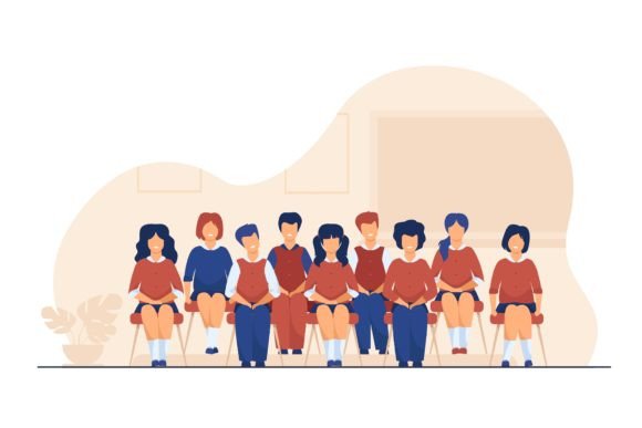 School Students Posing for Class Portrait