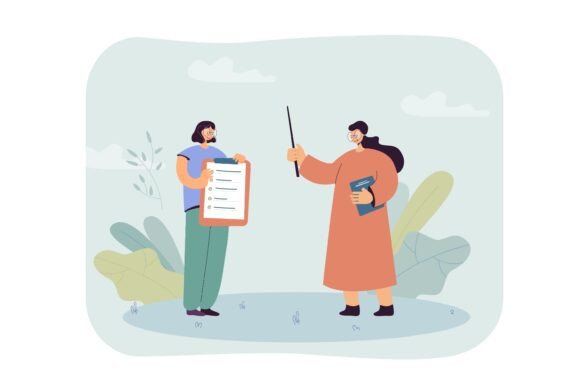 Teacher Next to Student Holding Clipboard: A Guide to Choosing the Right Educational Illustration