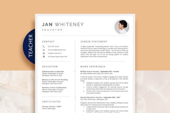 Teacher Resume Template with Picture