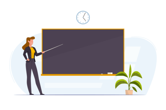 The Evolution of Visual Education: Understanding the Teacher in Classroom Near Chalkboard Concept
